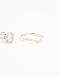 Rhodium Pointed & Halo Ring Pack - link has visual effect only