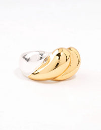 Mixed Metals  Statement Ripple Ring - link has visual effect only