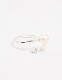 Silver Plated Dainty Cubic Zirconia Wrapped Ring - link has visual effect only