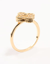 Gold Plated Cubic Zirconia Clover Statement Ring - link has visual effect only