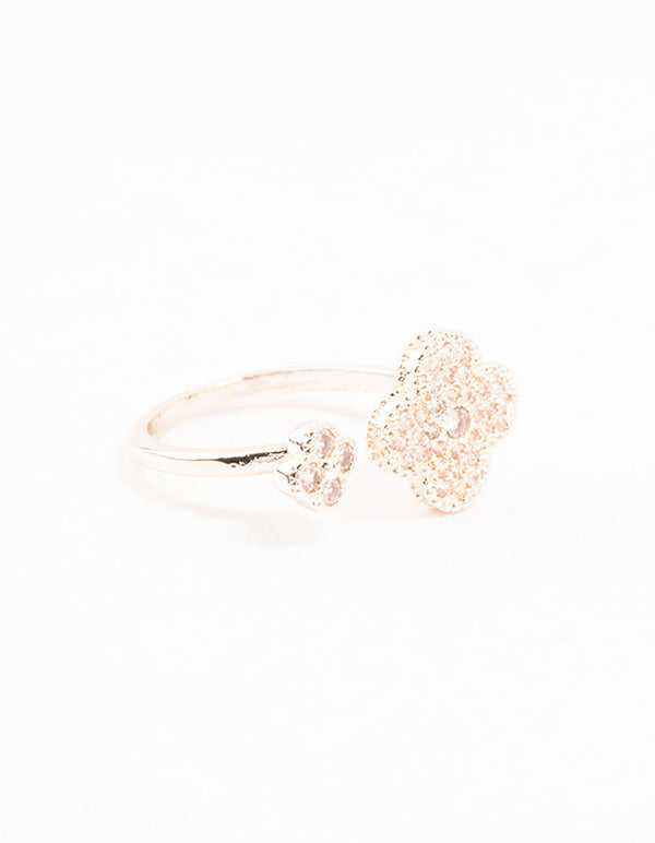 Rose Gold Open Clover Ring