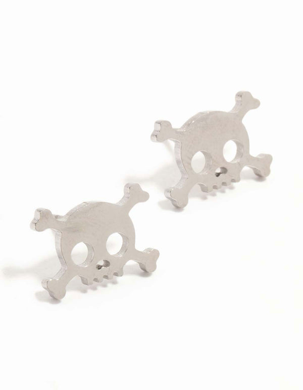 Rhodium Skeleton Bones Stud Earrings