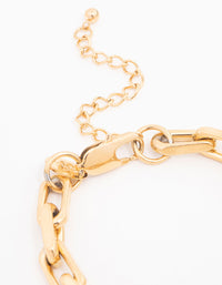 Waterproof Gold Plated Stainless Steel Link Chain Bracelet - link has visual effect only