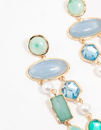 Large Multirow Blue Stones Drop Earrings - link has visual effect only