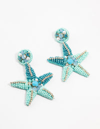 Blue Beaded Starfish Drop Earrings - link has visual effect only