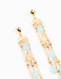 Ornate Gold & Blue Stone Drop Earrings - link has visual effect only