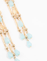 Ornate Gold & Blue Stone Drop Earrings - link has visual effect only