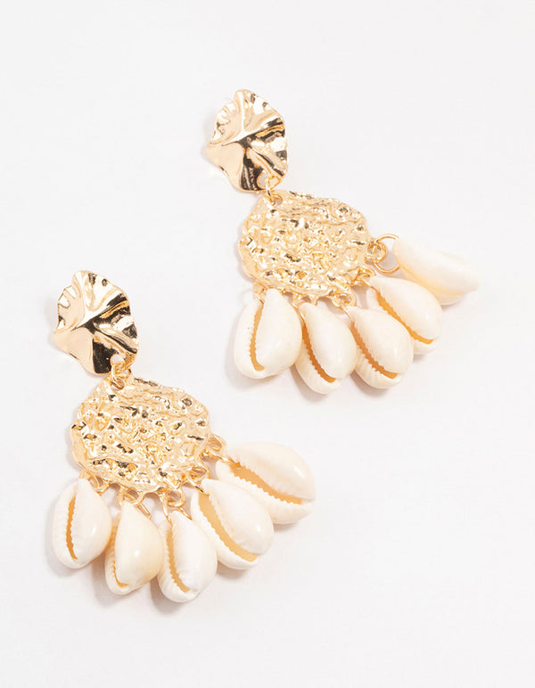 Shell & Molten Gold Drop Earrings