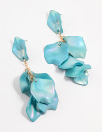 Light Blue Pearlised Petal Drop Earrings - link has visual effect only