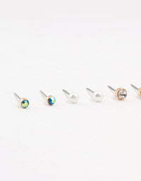 Gold Sea Charm Stud Earrings 5-Pack - link has visual effect only