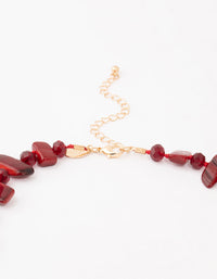 Red Beaded Layered Necklace - link has visual effect only