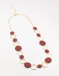 Gold & Red Matte Disc Necklace - link has visual effect only