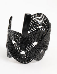 Black Coated Crossover Twisted Wrist Cuff - link has visual effect only