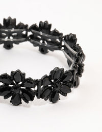 Black Coated Flower Stretch Bracelet - link has visual effect only