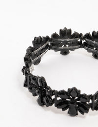 Black Coated Flower Stretch Bracelet - link has visual effect only