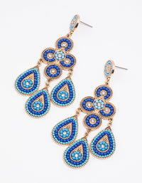 Large Blue Beaded Multirow Drop Earrings - link has visual effect only