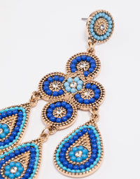 Large Blue Beaded Multirow Drop Earrings - link has visual effect only