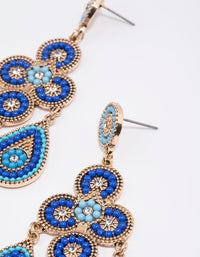 Large Blue Beaded Multirow Drop Earrings - link has visual effect only