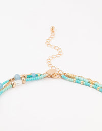 Blue Beaded,,Gold & Pearl Layered Choker - link has visual effect only