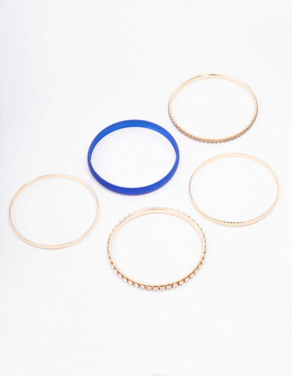 Gold Pearlised & Diamante Bangles 5-Pack