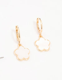 Gold Plated Pearl & Clover Earrings 4-Pack - link has visual effect only