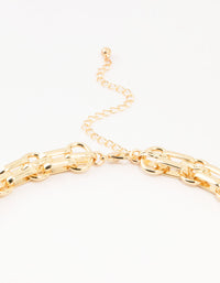 Gold Plated Chunky Link Chain Necklace - link has visual effect only