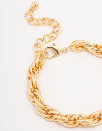 Gold Plated Chunky Rope Chain Bracelet - link has visual effect only