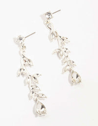 Diamante Leaf Drop Silver Earrings - link has visual effect only