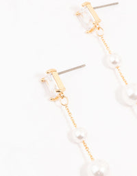 Real Gold Plated Baguette Station Mixed Freshwater Pearl Earrings - link has visual effect only