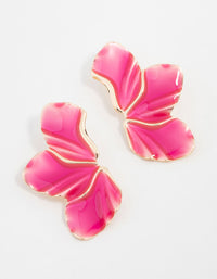 Gold Pink Petal Stud Earrings - link has visual effect only