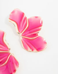 Gold Pink Petal Stud Earrings - link has visual effect only