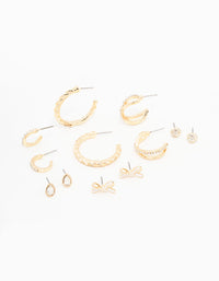 Gold Diamante Mixed Earrings 6-Pack - link has visual effect only