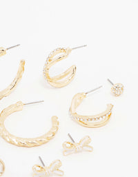 Gold Diamante Mixed Earrings 6-Pack - link has visual effect only