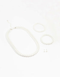 Double Beaded Strand Pearl Jewellery Set - link has visual effect only