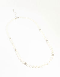 Beaded Graduating Pearl Diamante Necklace - link has visual effect only