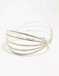 Silver Diamante Cross Multirow Bangle - link has visual effect only