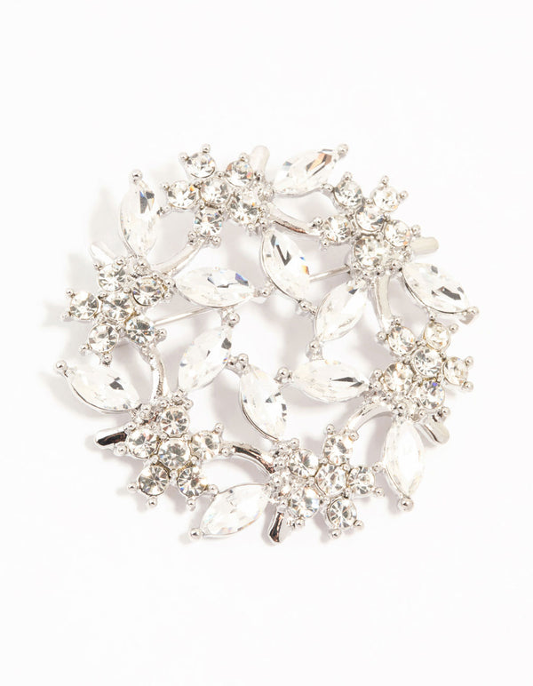 Silver Diamante Circle Brooch