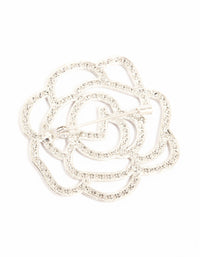 Silver Diamante Cutout Flower Brooch - link has visual effect only