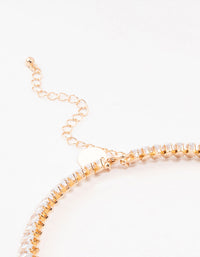 Gold Marquise Cubic Zirconia Stone Choker Tennis Necklace - link has visual effect only