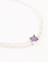 Silver Purple Baguette Cubic Zirconia Tennis Bracelet - link has visual effect only