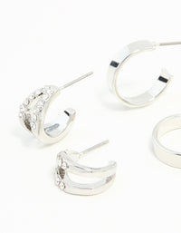 Silver Diamante Hoop Earrings 3-Pack - link has visual effect only