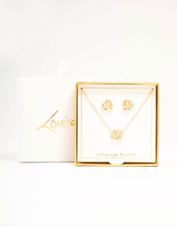 Gold Knotted Necklace & Stud Earrings Set - link has visual effect only