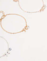 Mixed Metals Diamante Bow Bracelets 3-Pack - link has visual effect only