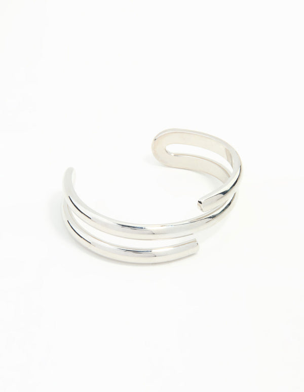 Rhodium Metal Wrap Around  Wrist Cuff