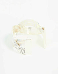 Silver Wave Cross Wire Wrist Cuff - link has visual effect only