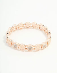 Rose Gold Bezel Disc & Diamante Stretch Bracelet - link has visual effect only