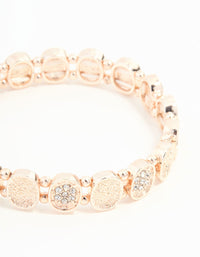 Rose Gold Bezel Disc & Diamante Stretch Bracelet - link has visual effect only