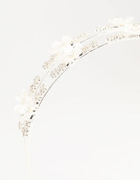 Silver Mini Crystal Flower Double Headband - link has visual effect only