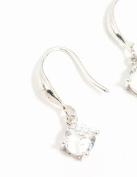 Rhodium Round Cubic Zirconia Drop Earrings - link has visual effect only