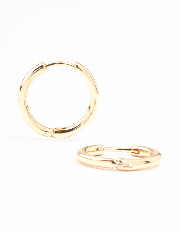 Small Fine Gold Clicker Hoop Earrings